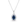 SAPPHIRE AND DIAMOND PENDANT IN WHITE GOLD - SAPPHIRE NECKLACES - NECKLACES