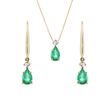 EMERALD EARRING AND PENDANT SET IN YELLOW GOLD - JEWELRY SETS - FINE JEWELRY