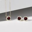 YELLOW GOLD GARNET AND DIAMOND NECKLACE - GARNET NECKLACES - NECKLACES