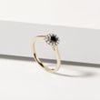 HALO-RING MIT SCHWARZEM DIAMANTEN IN GELBGOLD - VERLOBUNGSRINGE MIT FARBIGEN DIAMANTEN - VERLOBUNGSRINGE