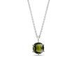 ROUND MOLDAVITE NECKLACE IN WHITE GOLD - MOLDAVITE NECKLACES - NECKLACES