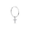 DIAMOND CROSS HOOP EARRING IN WHITE GOLD - SINGLE EARRINGS - EARRINGS