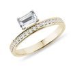 MOISSANITE AND DIAMOND RING IN 14K YELLOW GOLD - YELLOW GOLD RINGS - RINGS
