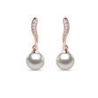 EARRINGS WITH DIAMONDS AND AKOYA PEARLS IN ROSE GOLD - PEARL EARRINGS - PEARL JEWELRY