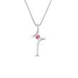 WHITE GOLD CROSS WITH PINK SAPPHIRE - SAPPHIRE NECKLACES - NECKLACES