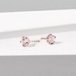 PUCES D'OREILLES EN OR ROSE ET MORGANITE - BOUCLES D'OREILLES EN MORGANITE - BOUCLES D'OREILLES