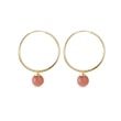 GOLD HOOP EARRINGS WITH ROUND SUNSTONE PENDANTS - SEASONS COLLECTION - KLENOTA COLLECTIONS