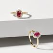 OVAL RUBY ​​AND DIAMOND RING IN GOLD - RUBY RINGS - RINGS