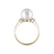 GOLD PEARL RING WITH DIAMONDS - PEARL RINGS - PEARL JEWELRY