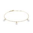 GOLD BRACELET WITH THREE FRESHWATER PEARLS - PEARL BRACELETS - PEARL JEWELRY