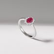 WHITE GOLD RING WITH OVAL RUBY AND DIAMONDS - RUBY ENGAGEMENT RINGS - ENGAGEMENT RINGS