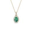 EMERALD AND DIAMOND OVAL GOLD PENDANT - EMERALD NECKLACES - NECKLACES