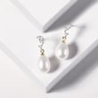 PEARL AND DIAMOND EARRINGS IN YELLOW GOLD - PEARL EARRINGS - PEARL JEWELLERY