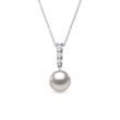 AKOYA PEARL AND DIAMOND PENDANT NECKLACE IN WHITE GOLD - PEARL PENDANTS - PEARL JEWELRY