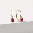 BOUCLES D'OREILLES EN OR AVEC RUBIS OVALE ET DIAMANTS - BOUCLES D'OREILLES EN RUBIS - BOUCLES D'OREILLES