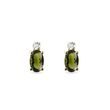 PUCES D'OREILLES EN OR JAUNE AVEC MOLDAVITES ET DIAMANTS - BOUCLES D'OREILLES EN MOLDAVITE - BOUCLES D'OREILLES