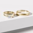 HIS AND HERS SHINY AND SATIN YELLOW GOLD WEDDING RING SET - YELLOW GOLD WEDDING SETS - WEDDING RINGS