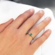 OVAL EMERALD AND BEZEL DIAMOND GOLD RING - EMERALD RINGS - RINGS