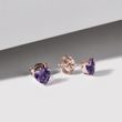 HEART-SHAPED EARRINGS WITH AMETHYST IN ROSE GOLD - AMETHYST EARRINGS - EARRINGS