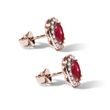 BOUCLES D'OREILLES EN OR ROSE AVEC RUBIS ET BRILLANTS - BOUCLES D'OREILLES EN RUBIS - BOUCLES D'OREILLES