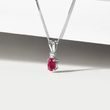 RUBY AND DIAMOND 14K WHITE GOLD PENDANT - RUBY NECKLACES - NECKLACES