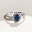 LUXURY WHITE GOLD RING WITH SAPPHIRE AND BRILLIANTS - SAPPHIRE RINGS - RINGS