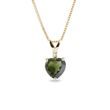 MOLDAVITE HEART AND DIAMOND NECKLACE IN GOLD - MOLDAVITE NECKLACES - NECKLACES