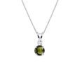 NECKLACE IN WHITE GOLD WITH MOLDAVITE AND BRILLIANT - MOLDAVITE NECKLACES - NECKLACES