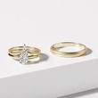 DIAMOND CHEVRON AND SATIN FINISH GOLD WEDDING RING - YELLOW GOLD WEDDING SETS - WEDDING RINGS