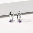 BOUCLES D'OREILLES RUBAN EN OR BLANC AVEC AMÉTHYSTES VIOLETTES - BOUCLES D'OREILLES EN AMÉTHYSTE - BOUCLES D'OREILLES