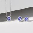 DIAMOND EARRINGS WITH TANZANITES IN WHITE GOLD - TANZANITE EARRINGS - EARRINGS