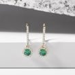 BRILLIANT EARRINGS WITH EMERALDS IN YELLOW GOLD - EMERALD EARRINGS - EARRINGS