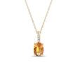 OVAL CITRINE AND DIAMOND GOLD NECKLACE - CITRINE NECKLACES - NECKLACES