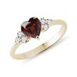 HEART SHAPED GARNET AND DIAMOND RING IN GOLD - GARNET RINGS - RINGS