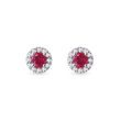 RUBY AND DIAMOND HALO EARRINGS IN WHITE GOLD - RUBY EARRINGS - EARRINGS