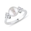 PEARL AND DIAMOND RING IN 14K WHITE GOLD - PEARL RINGS - PEARL JEWELRY
