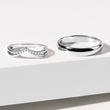 WHITE GOLD WEDDING RING SET WITH A DOUBLE CHEVRON RING - WHITE GOLD WEDDING SETS - WEDDING RINGS