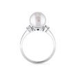 PEARL AND DIAMOND RING IN WHITE GOLD - PEARL RINGS - PEARL JEWELRY