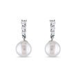 14K WHITE GOLD EARRINGS WITH PEARLS AND BRILLIANTS - PEARL EARRINGS - PEARL JEWELRY