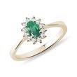 GOLD RING WITH OVAL EMERALD AND BRILLIANTS - EMERALD RINGS - RINGS