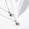 COLLIER EN OR BLANC AVEC MOLDAVITE ET DIAMANTS - COLLIERS AVEC MOLDAVITE - COLLIERS