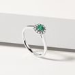 EMERALD AND DIAMOND HALO RING IN WHITE GOLD - EMERALD RINGS - RINGS