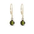 BOUCLES D'OREILLES EN OR BLANC AVEC MOLDAVITE ET DIAMANT - BOUCLES D'OREILLES EN MOLDAVITE - BOUCLES D'OREILLES