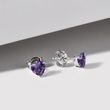 HEART-SHAPED AMETHYST EARRINGS IN WHITE GOLD - AMETHYST EARRINGS - EARRINGS