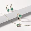 EMERALD AND DIAMOND EARRINGS IN YELLOW GOLD - EMERALD EARRINGS - EARRINGS