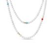 LONG PEARL NECKLACE WITH TURQUOISE AND CORAL - MINERAL NECKLACES - NECKLACES