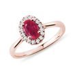 RUBY ​​RING WITH DIAMONDS IN ROSE GOLD - RUBY RINGS - RINGS