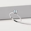 WHITE GOLD DIAMOND RING WITH AQUAMARINE - AQUAMARINE RINGS - RINGS