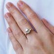 AKOYA PEARL AND DIAMOND RING IN WHITE GOLD - PEARL RINGS - PEARL JEWELRY