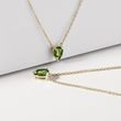 TEARDROP CUT MOLDAVITE NECKLACE IN GOLD - MOLDAVITE NECKLACES - NECKLACES